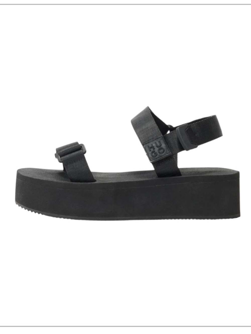 HUGO Zaralyn Black Platform Ankle Cuff Sandal 10 NEW